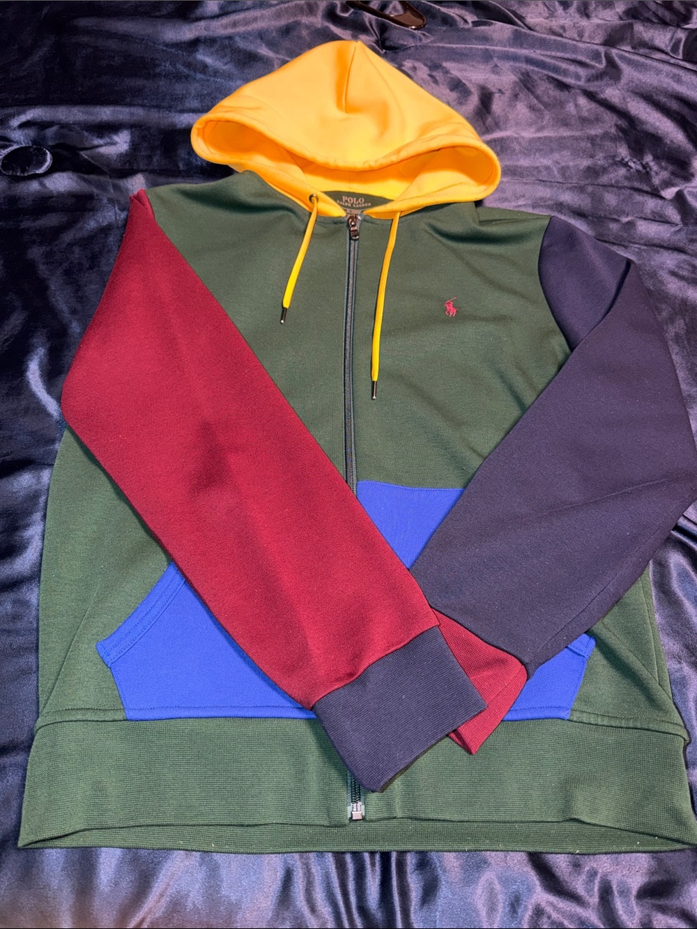 Polo by Ralph Lauren Colorblock Zip Hoodie - Green/Yellow/Maroon/Blue/Black